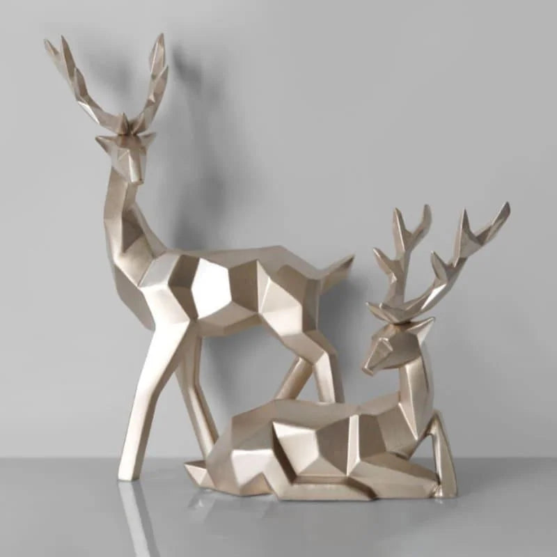 Estátuas de Cervo para Decoração de Mesa em Resina 2 Peças Lenogue Dourado