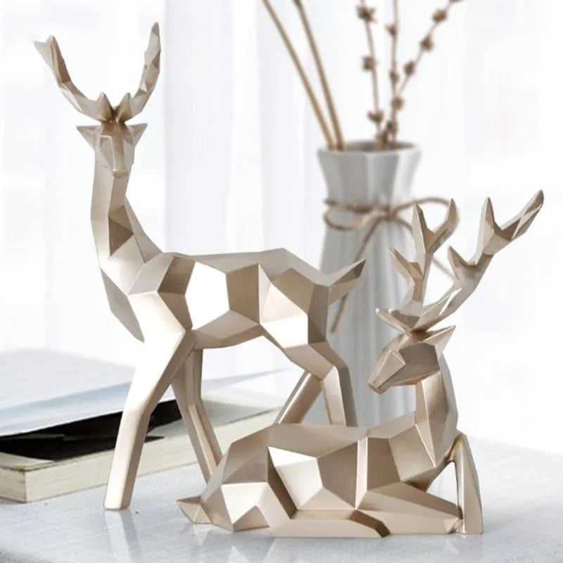 Estátuas de Cervo para Decoração de Mesa em Resina 2 Peças Lenogue