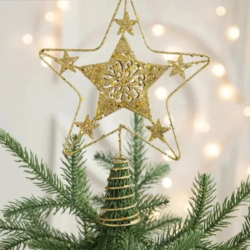 Estrela Dourada de Ferro para Topo de árvore de Natal Decorativa Lenogue Mod. B