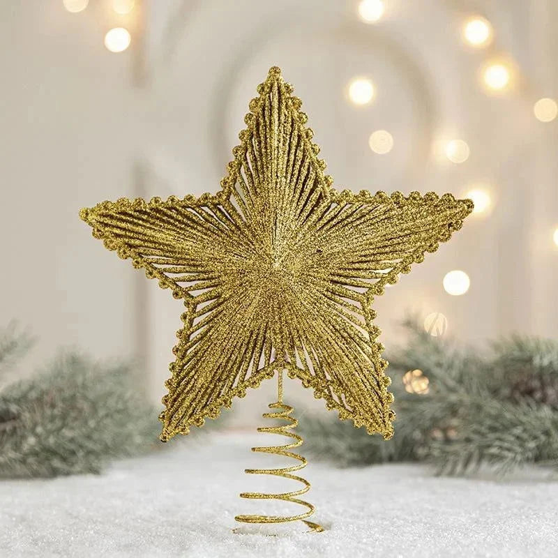 Estrela Dourada de Ferro para Topo de árvore de Natal Decorativa Lenogue