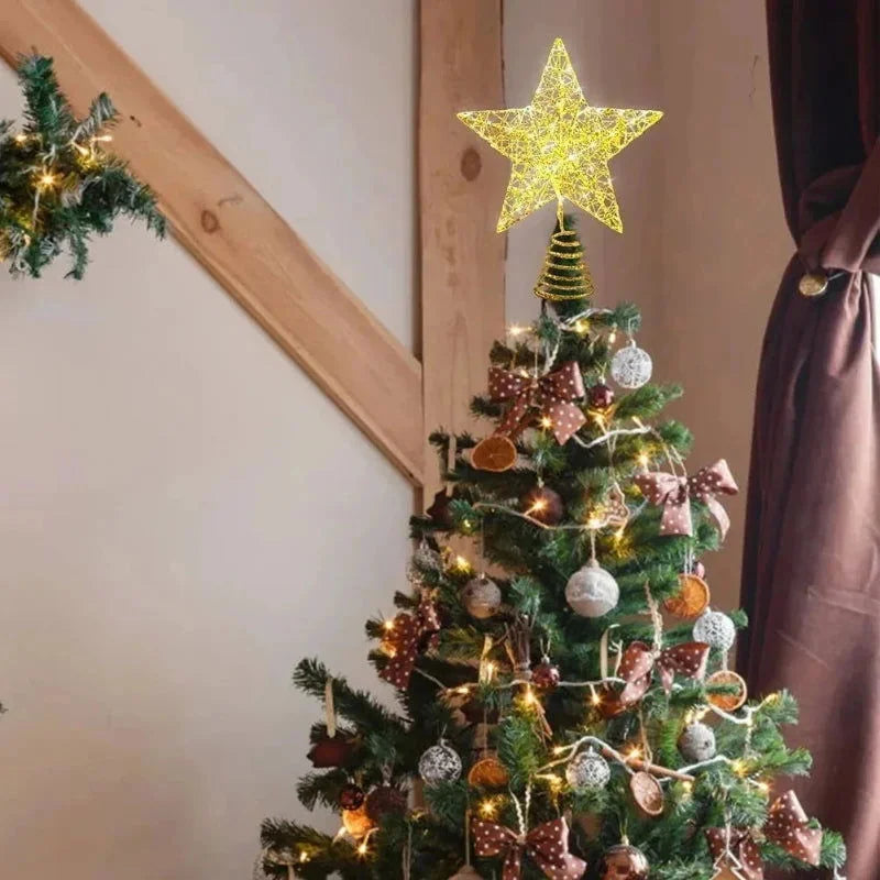 Estrela Led Ferro para Topo de árvore de Natal Fio de Cobre Lenogue