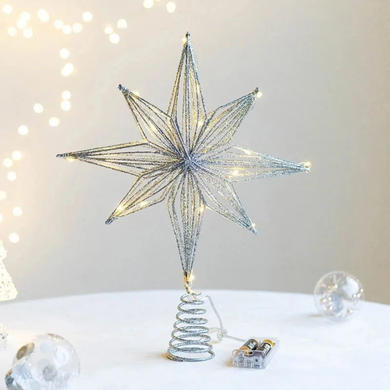 Estrela Led Iluminada para Topo de árvore de Natal Decorativa Lenogue Prata (30 cm)