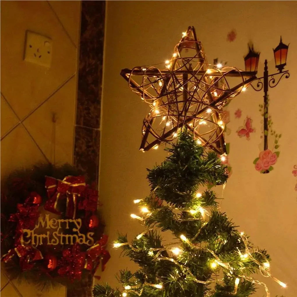 Estrela Led Rústica para Topo de árvore de Natal Decorativa Lenogue