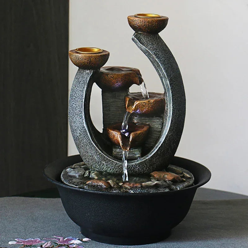 Fonte Decorativa de água em Resina Feng Shui para Sala Lenogue Natural Mod. 01 / 220v