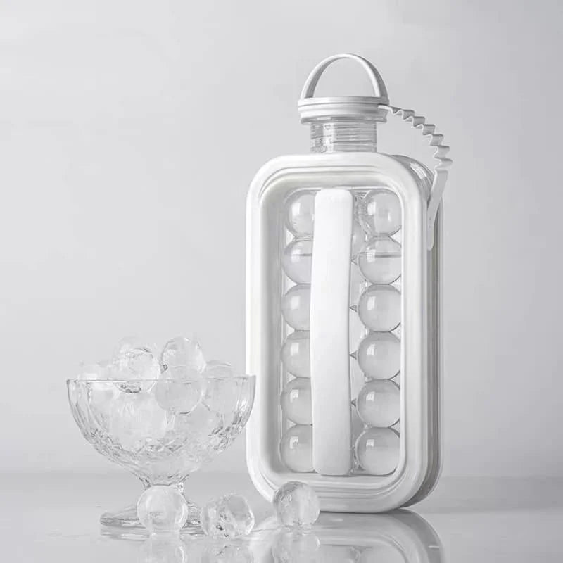 Garrafa de água com Molde de Gelo Redondo para Bebidas Geladas Lenogue Branco