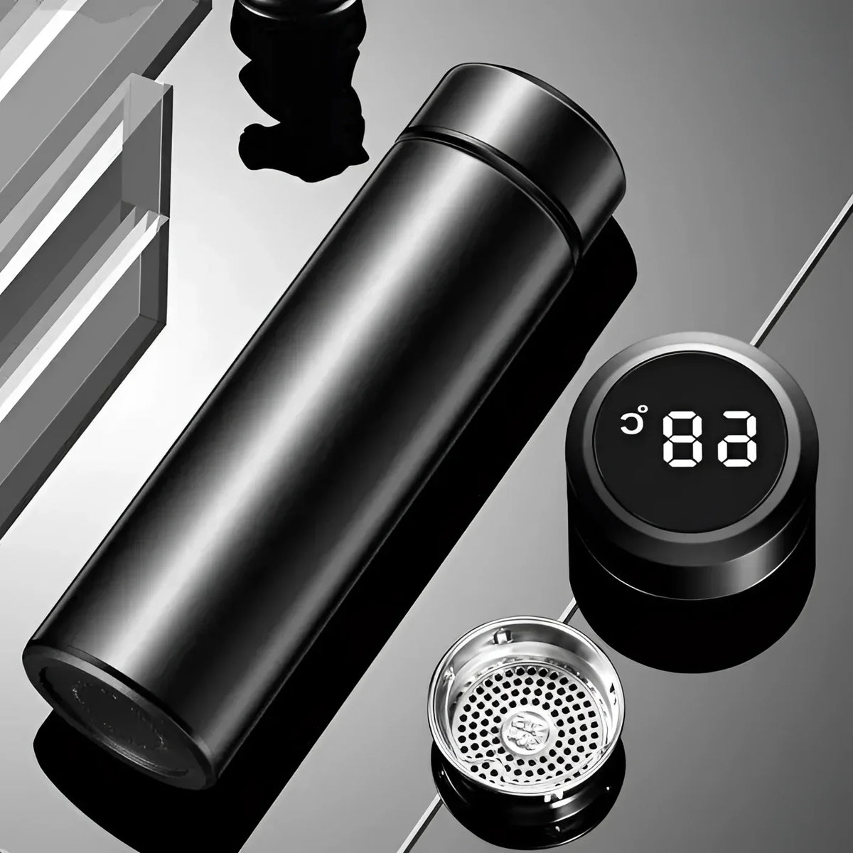 Garrafa Térmica Inox com Sensor de Temperatura Digital Led para Bebidas Lenogue