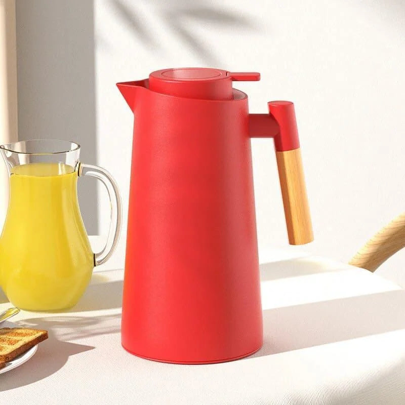 Garrafa Térmica para Café Vidro Borossilicato 1l para Bebidas Quentes Lenogue Vermelho