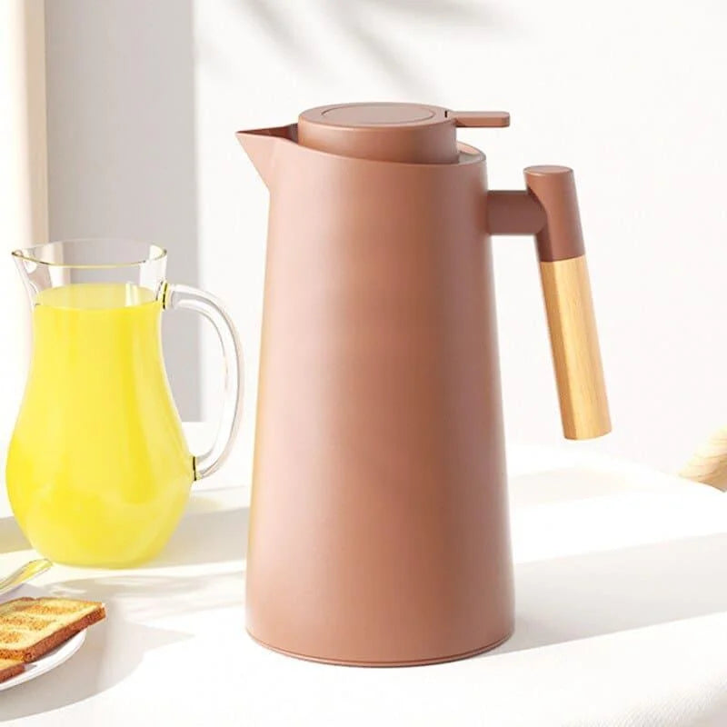 Garrafa Térmica para Café Vidro Borossilicato 1l para Bebidas Quentes Lenogue Marrom