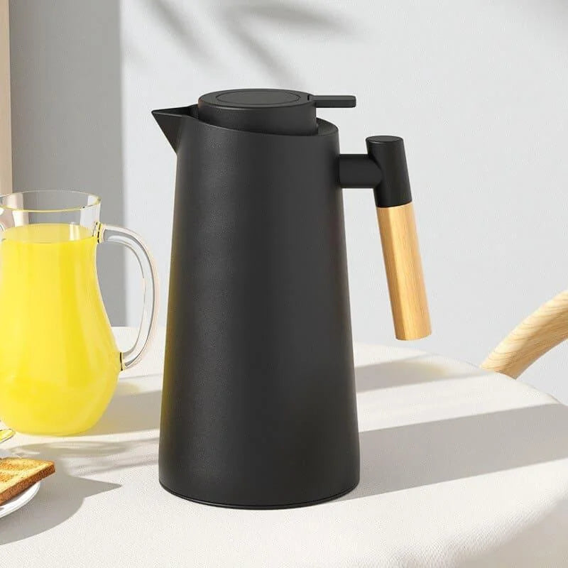 Garrafa Térmica para Café Vidro Borossilicato 1l para Bebidas Quentes Lenogue Preto