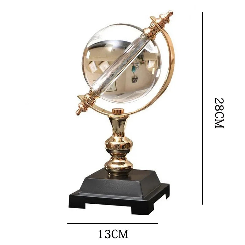Globo de Cristal Europeu Decorativo para Escritório e Sala Lenogue Dourado