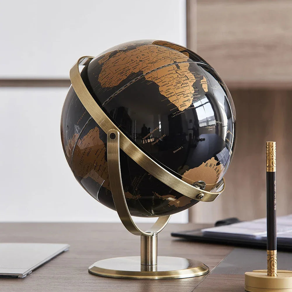 Globo Terrestre Decorativo com Mapa Mundi para Escritório e Estudo Lenogue Marrom