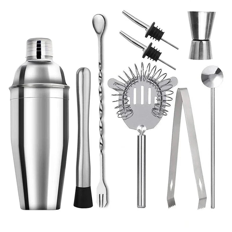 Kit Bartender de Aço Inoxidável com Shaker e Ferramentas Lenogue