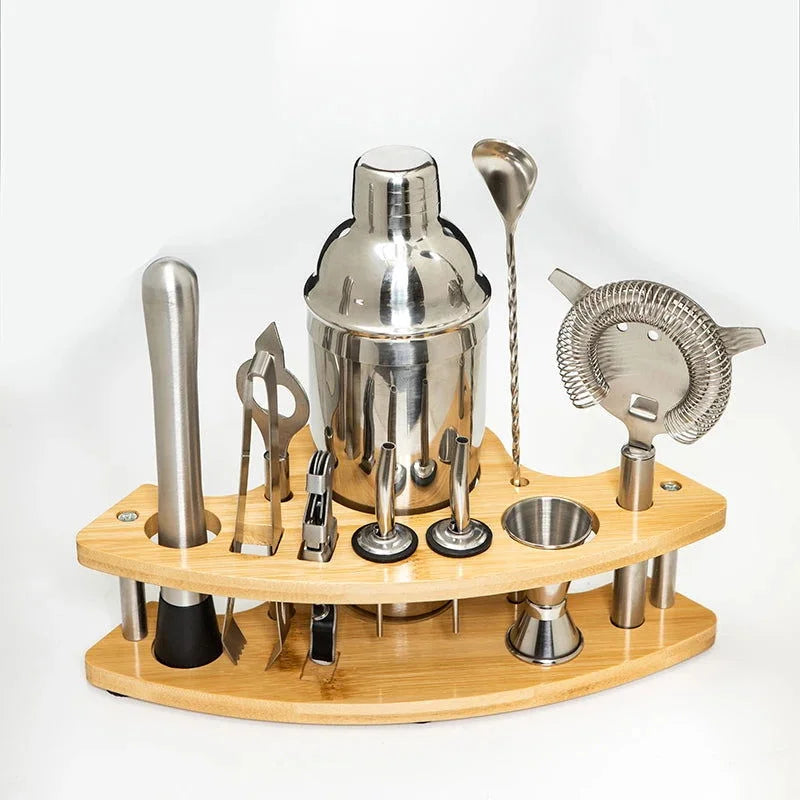 Kit Bartender de Aço Inoxidável com Shaker e Ferramentas Lenogue