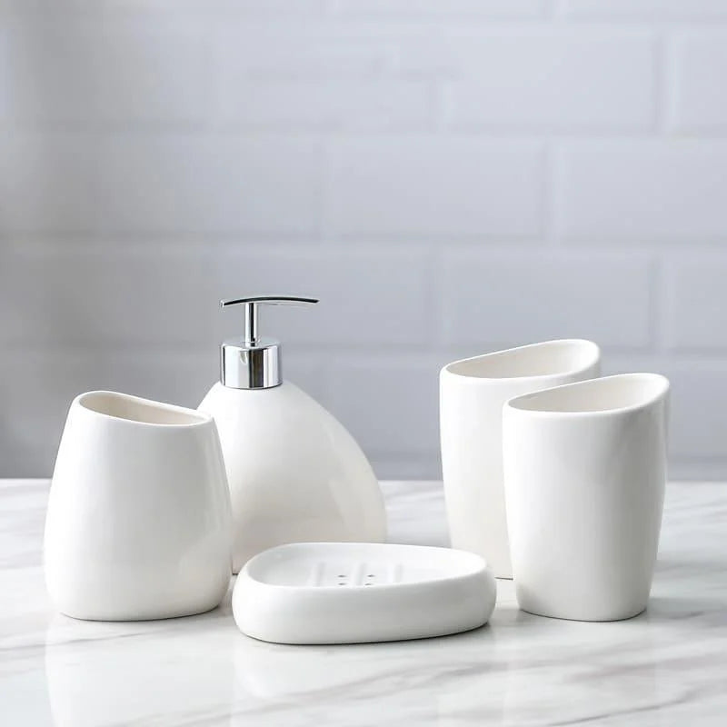 Kit de Banheiro em Cerâmica com 6 Peças para Lavabo Lenogue 5