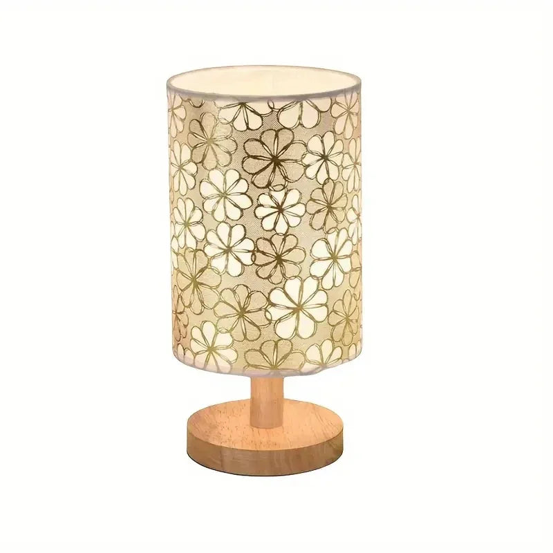 Luminária de Mesa Fleurie Base de Madeira Abajur Floral Lenogue