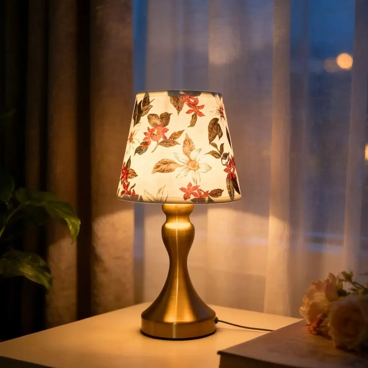 Luminária de Mesa Toile Estilo Nórdico Abajur Tecido Regulável linogue.com Estampa
