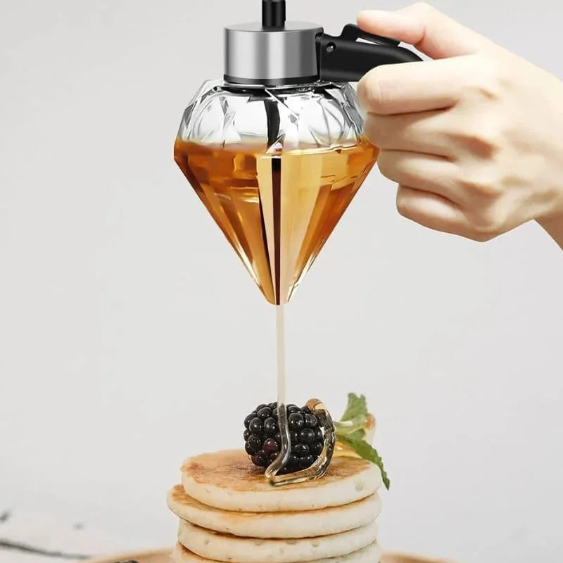 Meleira de Vidro Dispenser para Mel com Base de Aço Inox Lenogue