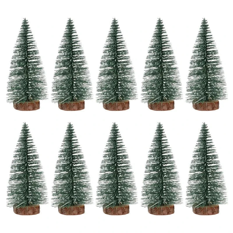 Mini árvore de Natal Pinheiro Nevado para Decoração Natalina Lenogue 10 Unidades Verdes