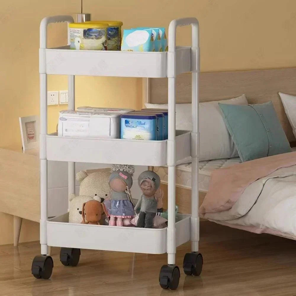 Organizador de Cozinha com Rodas Multiuso Preto ou Branco para Casa Lenogue