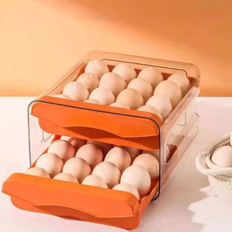 Organizador de Gavetas para Ovos Transparente para Geladeira Lenogue Laranja