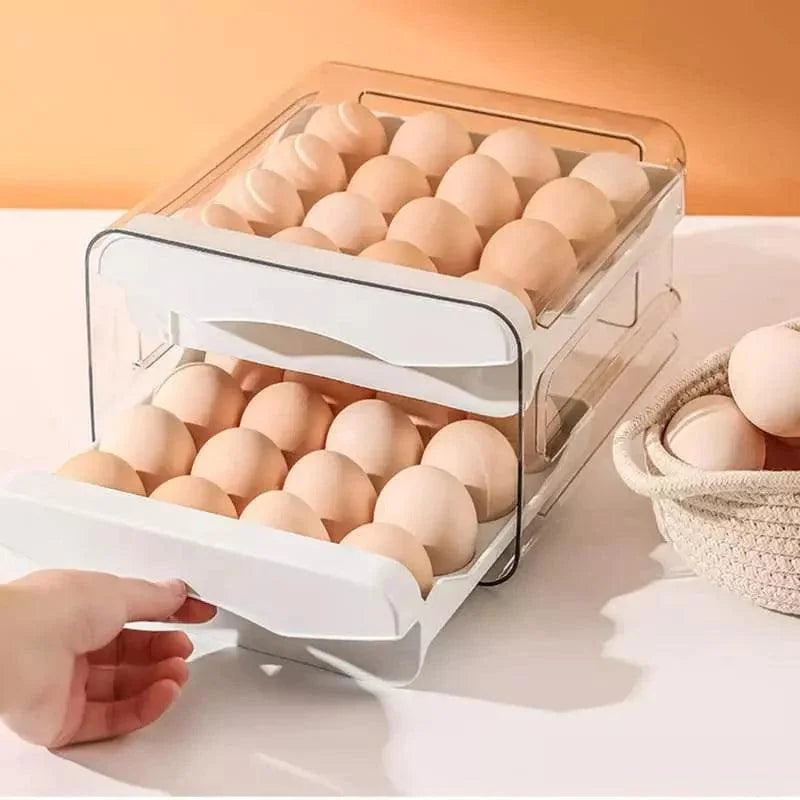 Organizador de Gavetas para Ovos Transparente para Geladeira Lenogue Branco