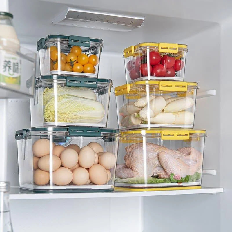Organizador de Geladeira Transparente com Marcador de Data para Alimentos Lenogue Amarelo (Conj. 3 Peças)