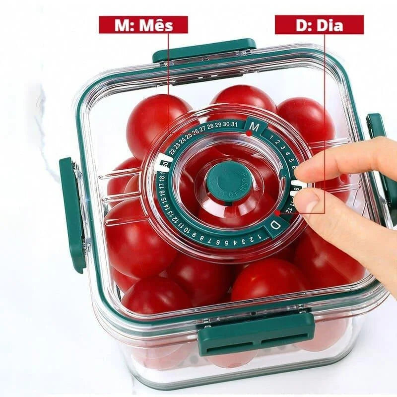 Organizador de Geladeira Transparente com Marcador de Data para Alimentos Lenogue