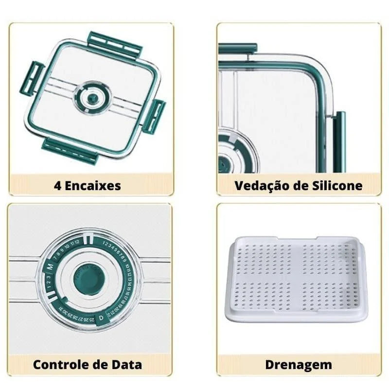 Organizador de Geladeira Transparente com Marcador de Data para Alimentos Lenogue