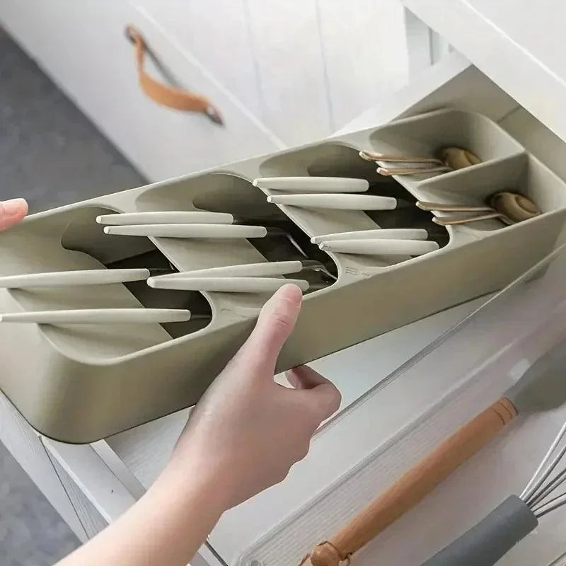 Organizador de Talheres com Compartimentos para Gaveta de Cozinha Lenogue Verde
