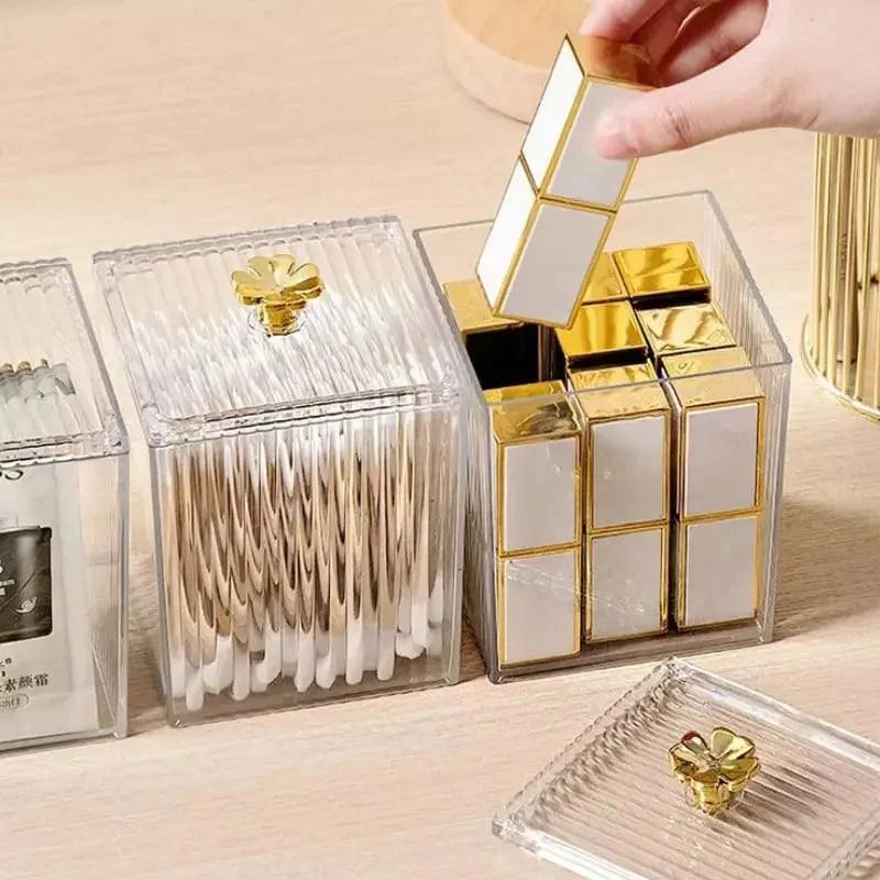 Organizador Porta Cotonete e Algodão Acrílico para Banheiro e Quarto Lenogue
