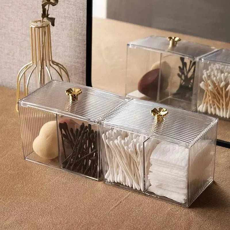 Organizador Porta Cotonete e Algodão Acrílico para Banheiro e Quarto Lenogue