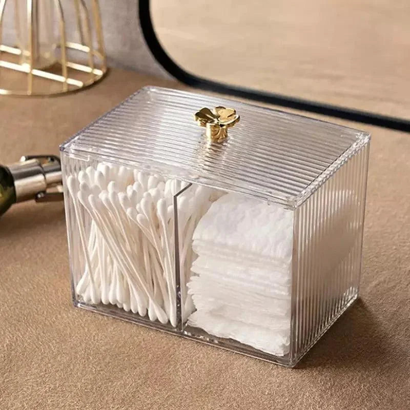 Organizador Porta Cotonete e Algodão Acrílico para Banheiro e Quarto Lenogue Transparente (G) / 1 Unidade