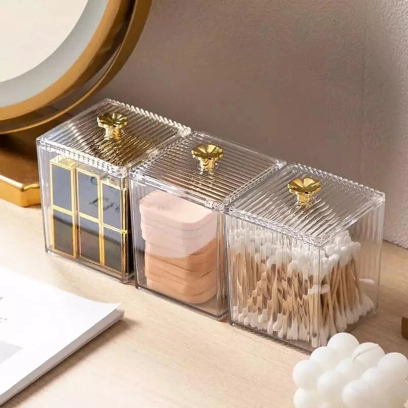 Organizador Porta Cotonete e Algodão Acrílico para Banheiro e Quarto Lenogue
