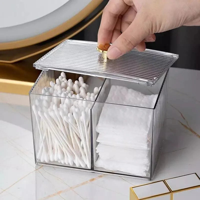 Organizador Porta Cotonete e Algodão Acrílico para Banheiro e Quarto Lenogue