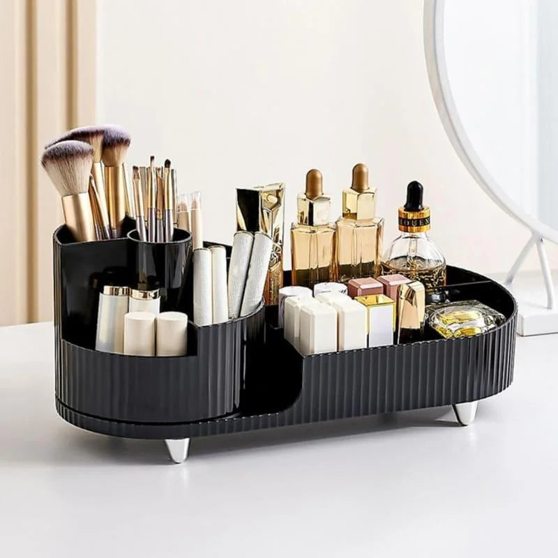 Organizador Porta Pincéis de Maquiagem com Divisórias e Estilo Lenogue Preto