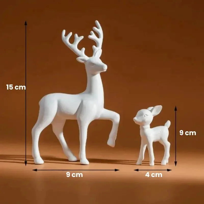 Par de Esculturas de Rena em Resina para Decoração de Natal Lenogue