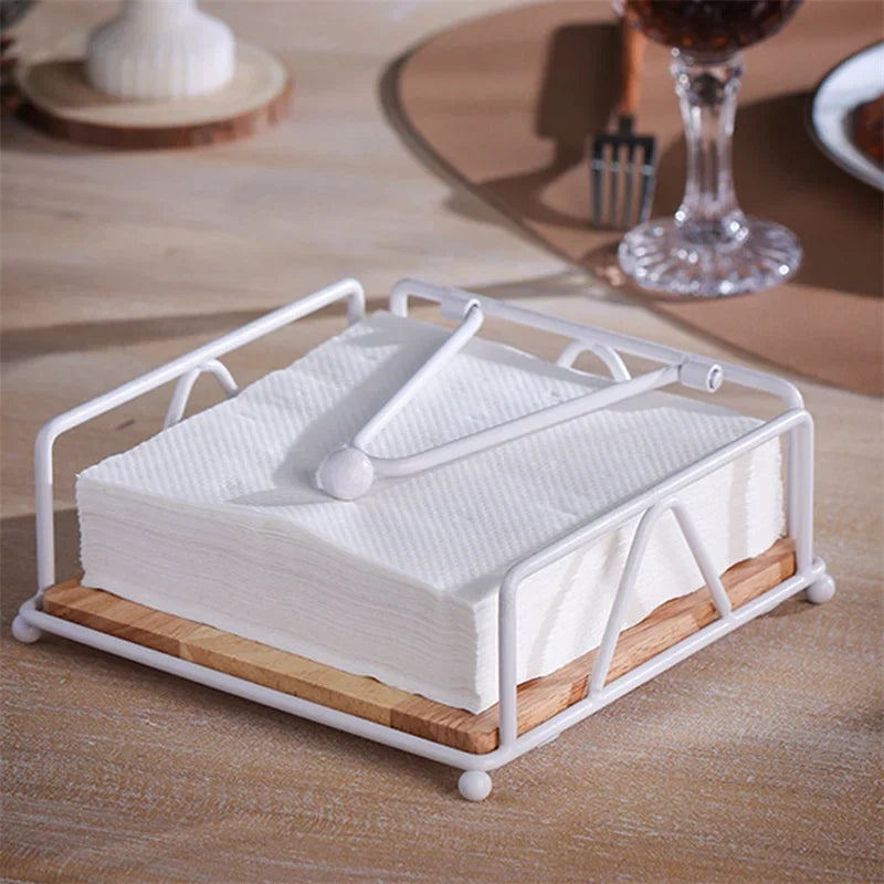 Porta Guardanapos em Metal para Mesa Cozinha Lenogue Branco