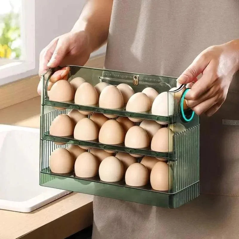 Porta Ovos para Geladeira com 3 Andares 34 Compartimentos Lenogue Verde