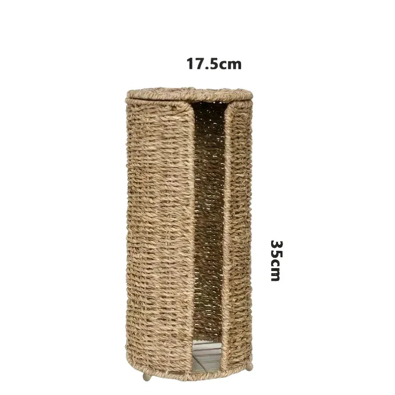 Porta Papel Higiênico de Ferro com Trançado de Fibra Natural Lenogue
