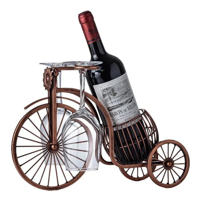 Porta Vinho Decorativo Metal Formato Bicicleta Design Retro Cobre Lenogue Vintage