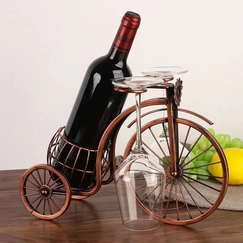 Porta Vinho Decorativo Metal Formato Bicicleta Design Retro Cobre Lenogue Vintage