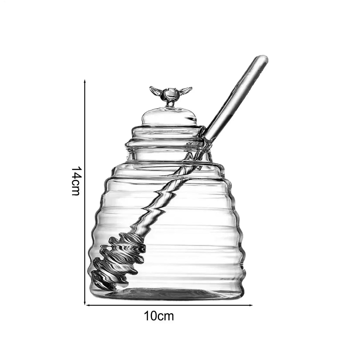 Pote de Mel de Vidro com Tampa de Bambu e Abertura Lateral Lenogue