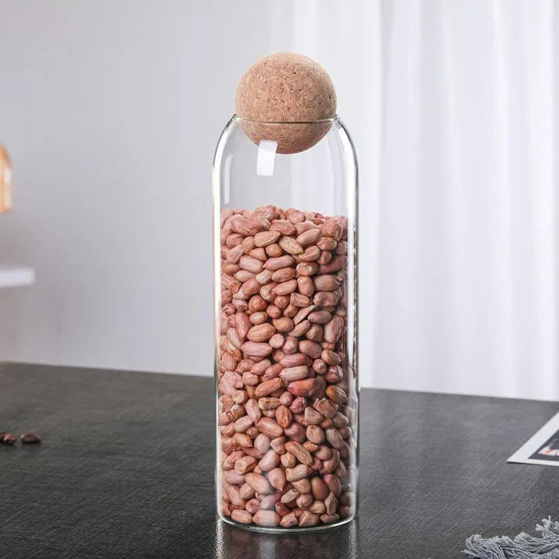 Potes de Vidro Borossilicato com Tampa de Cortiça Variados Lenogue Transparente (1100ml)