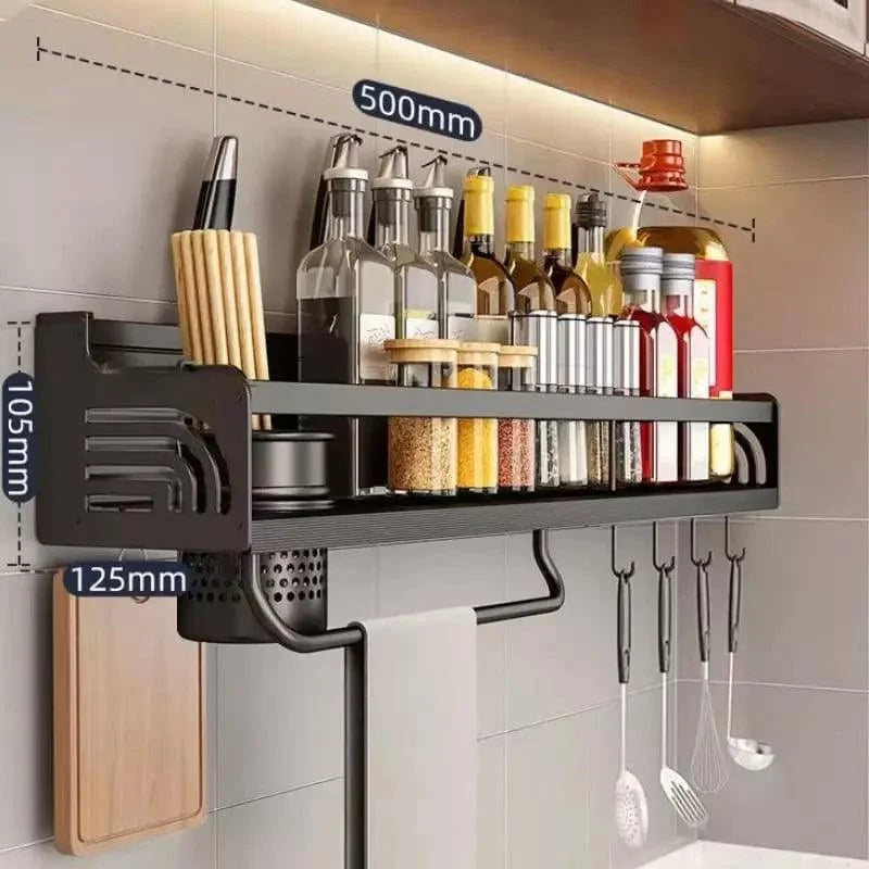 Prateleira Multifuncional para Cozinha em Aço Inox Lenogue Alças 50cm