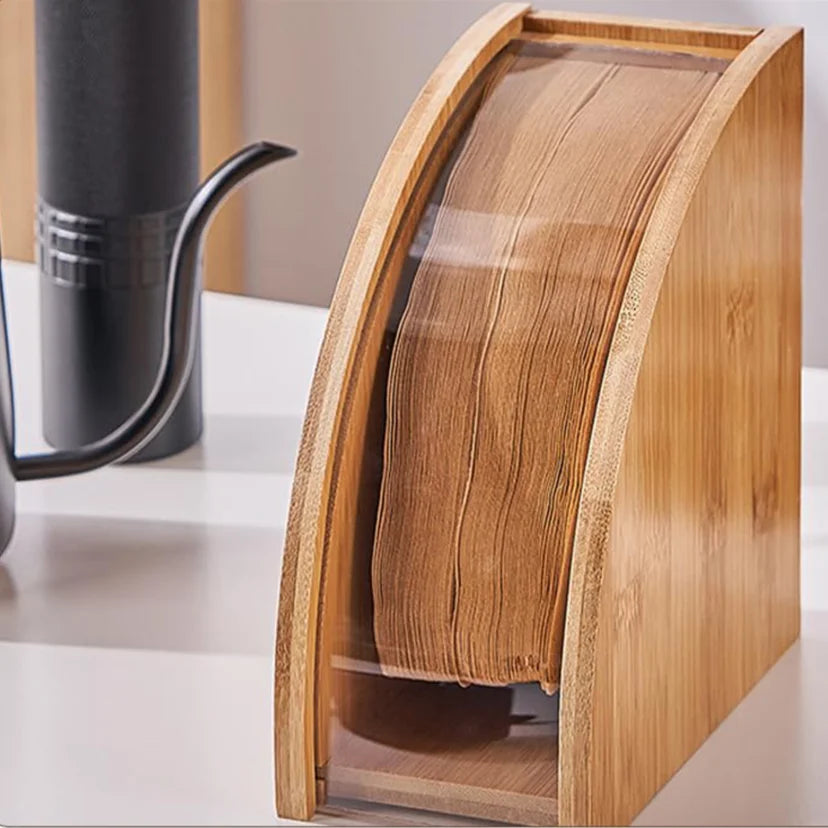 Suporte de Filtro de Café em Bambu para Organização de Cozinha Lenogue