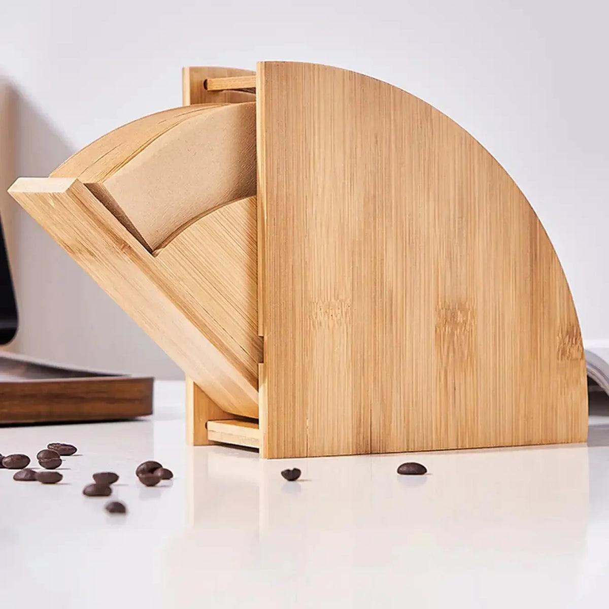 Suporte de Filtro de Café em Bambu para Organização de Cozinha Lenogue
