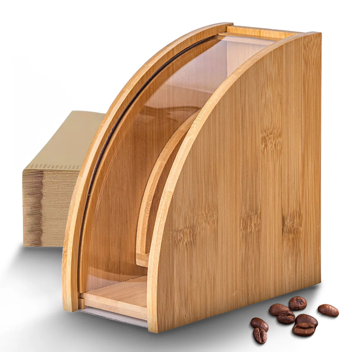 Suporte de Filtro de Café em Bambu para Organização de Cozinha Lenogue