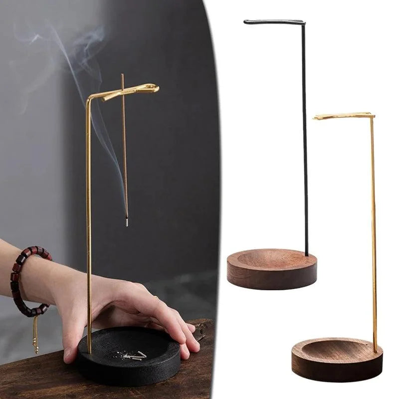 Suporte de Incenso Invertido de Madeira e Metal para Aromaterapia Lenogue