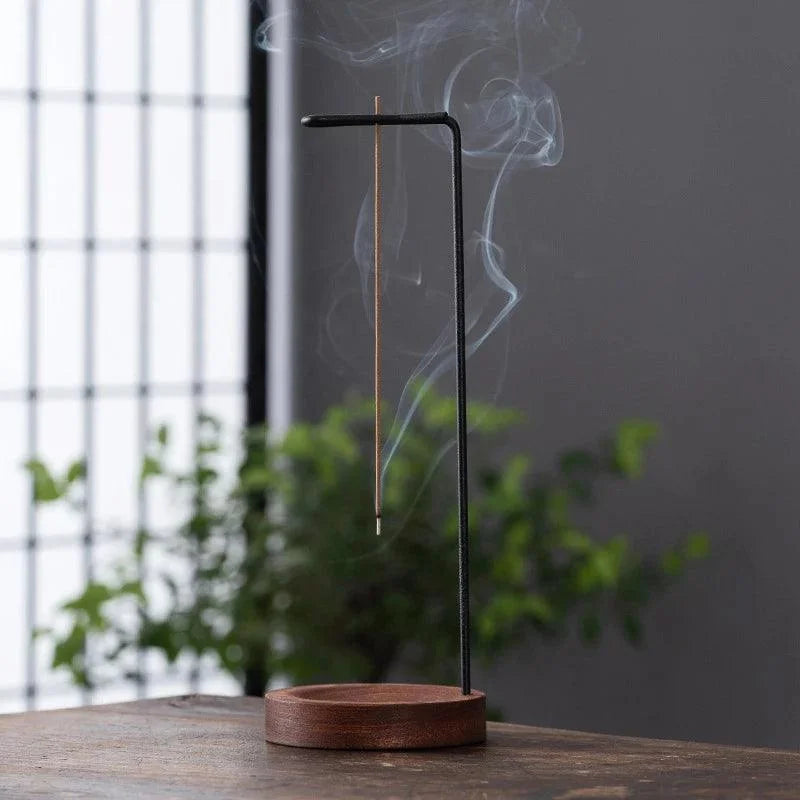 Suporte de Incenso Invertido de Madeira e Metal para Aromaterapia Lenogue