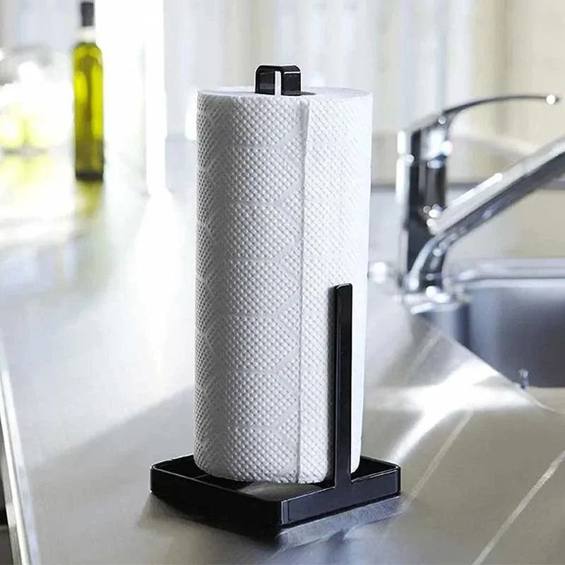 Suporte de Papel Toalha de Metal para Bancada e Cozinha Lenogue Preto